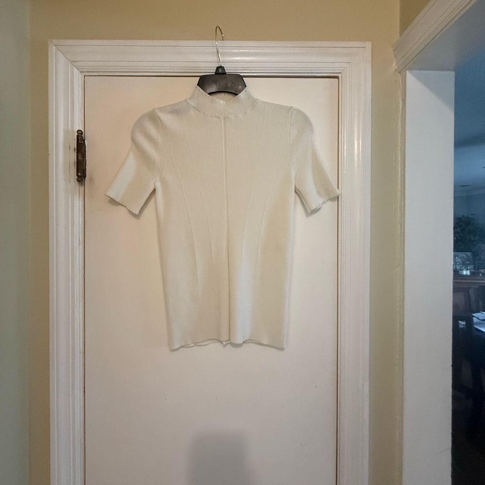 Oscar de la Renta Ivory Short Sleeve Top